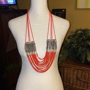 Orange and Bronze Tribal Necklace